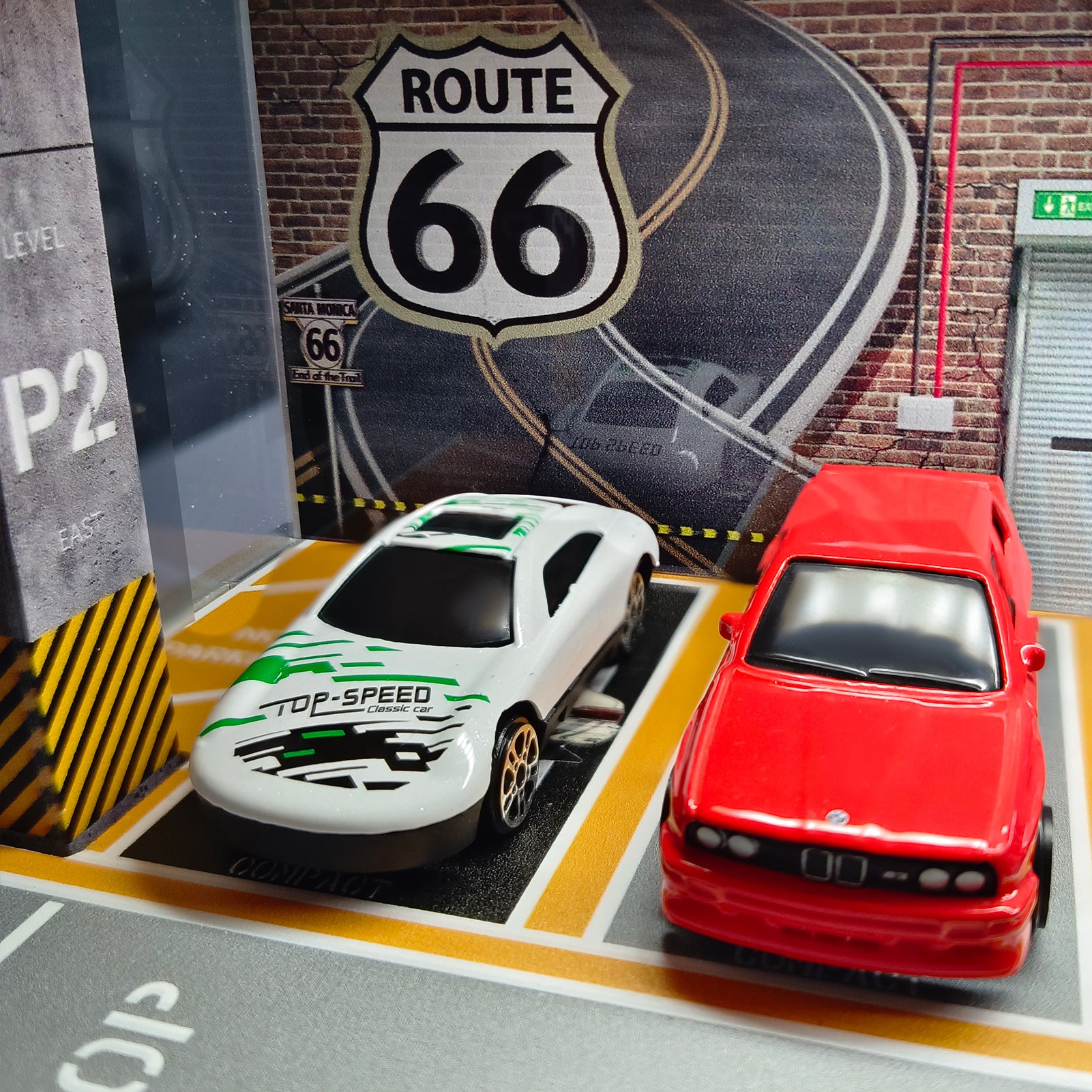 Waivvy Hot Wheels Storage Parking Garage - Toy Car Garage with Lights, Freestanding Display Case, Parking Garage Diorama for 1/64 Scale Diecast Cars with 4 Levels 24 Spots Maximum 40 Cars