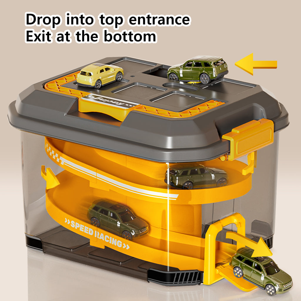 Toy Car Track Storage Playset - Toddler Toys for Ages 2-4, Car Track Set Including 12 Diecast Cars, PlayMat, Race Tracks, Car Ramp, Kids Birthday Gift for 2 3 4 5 Year Old Boys