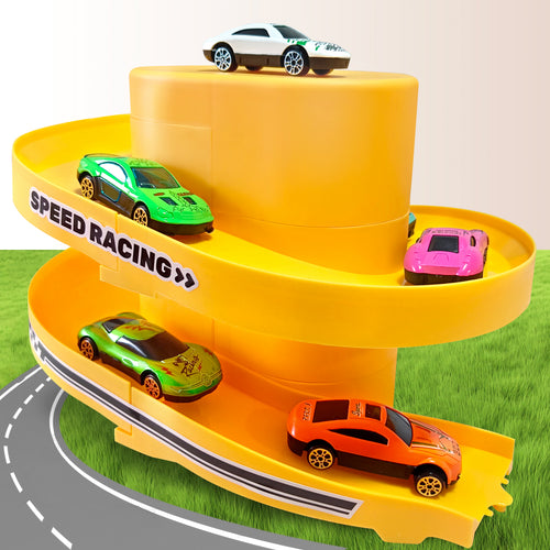 Toy Car Track Storage Playset - Toddler Toys for Ages 2-4, Car Track Set Including 12 Diecast Cars, PlayMat, Race Tracks, Car Ramp, Kids Birthday Gift for 2 3 4 5 Year Old Boys